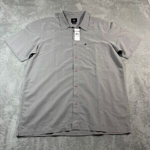 Quiksilver Button Down Shirt Mens XL Grey Las Tunas Short Sleeve Casual NWT